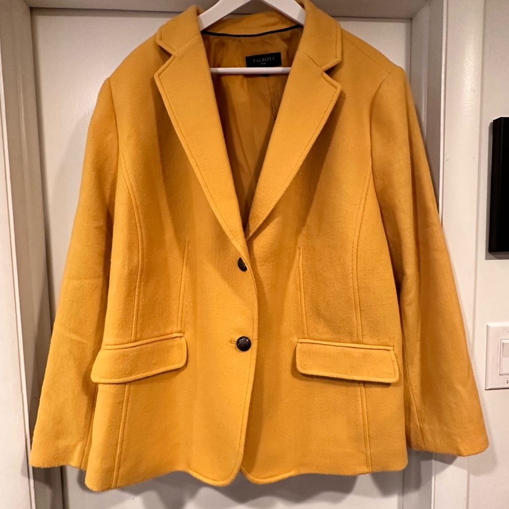 Talbots Women's Mustard Wool Blend Blazer Coat
